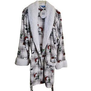 Berkshire Peanuts NWT Holiday Plush Sherpa Trim Wrap Robe Size L/XL
